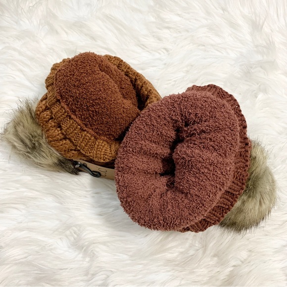 C.C Beanies Lattice Lined Pom Beanie for Adults, Winter Hats, Premium Hats - Picture 2 of 8